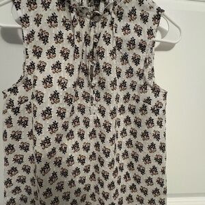 Talbots Black and Cream Floral Blouse